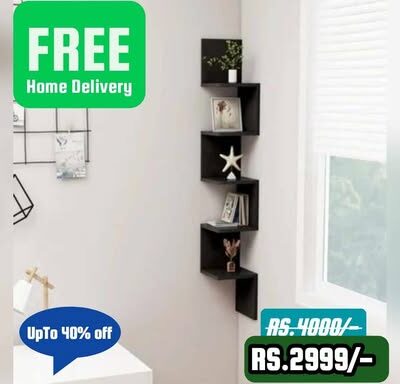 SQUARE SHAPE CORNER SHELF BLACK