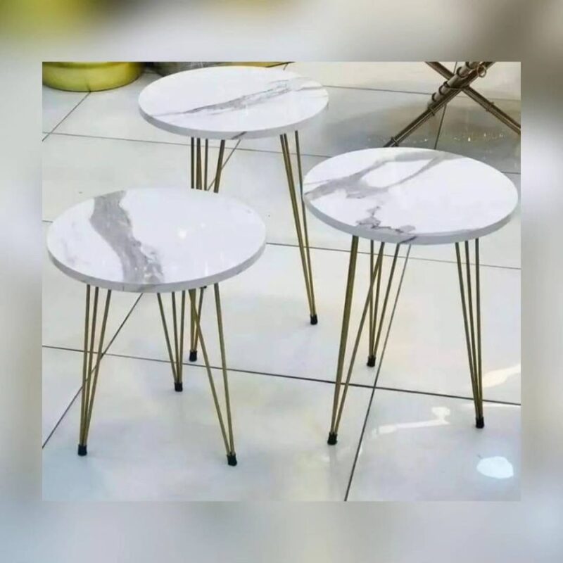 White nesting table set of 3