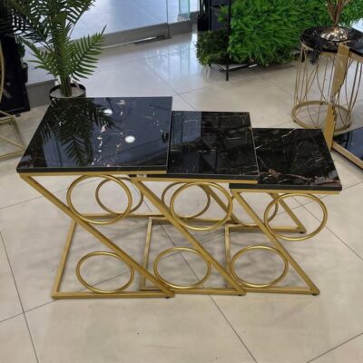 Multi-Pillared Nesting Table Set Black - Set of 3