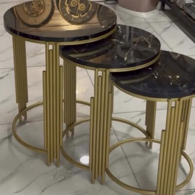 Round Sleek Nesting Table Set Black - Set of 3