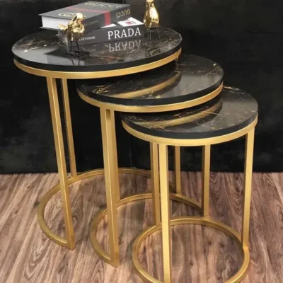 Round Sleek Nesting Table Black - Set of 3