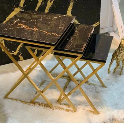 X Pattern Nesting Table Set black - Set of 3