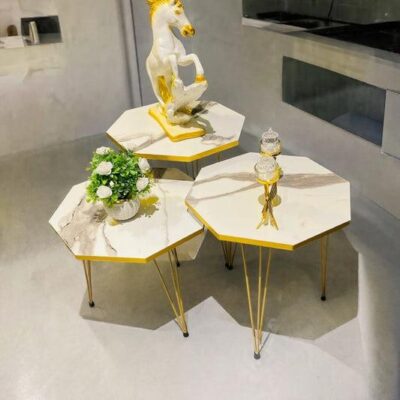 Octagonal Top Nesting Table white - Set of 3