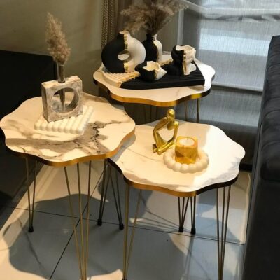 Cornered Nesting Table Set white - Set of 3