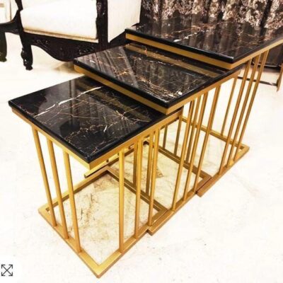 Multi-Tiered Nesting Table Set Black - Set of 3