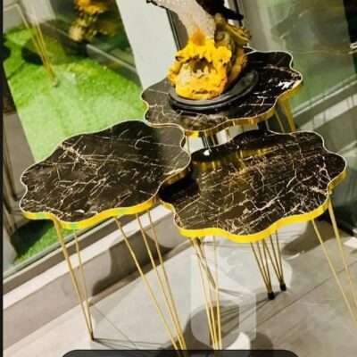 Cornered Nesting Table Set black - Set of 3