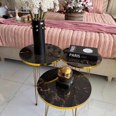 Round Nesting Table Set black - Set of 3