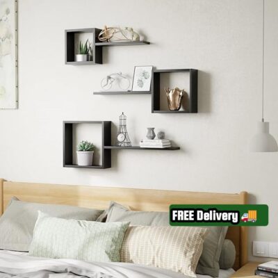 Box Floating shelf black (set of 3)