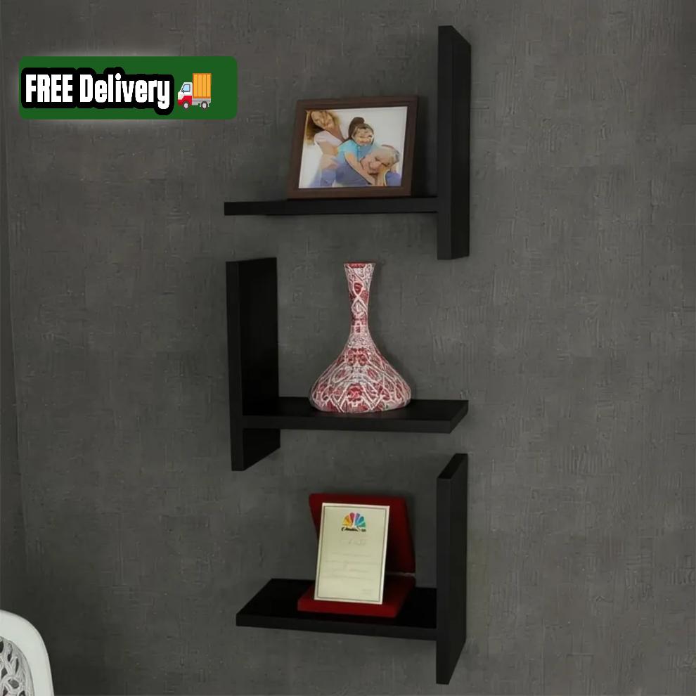 Triven shelf black (set of 3)
